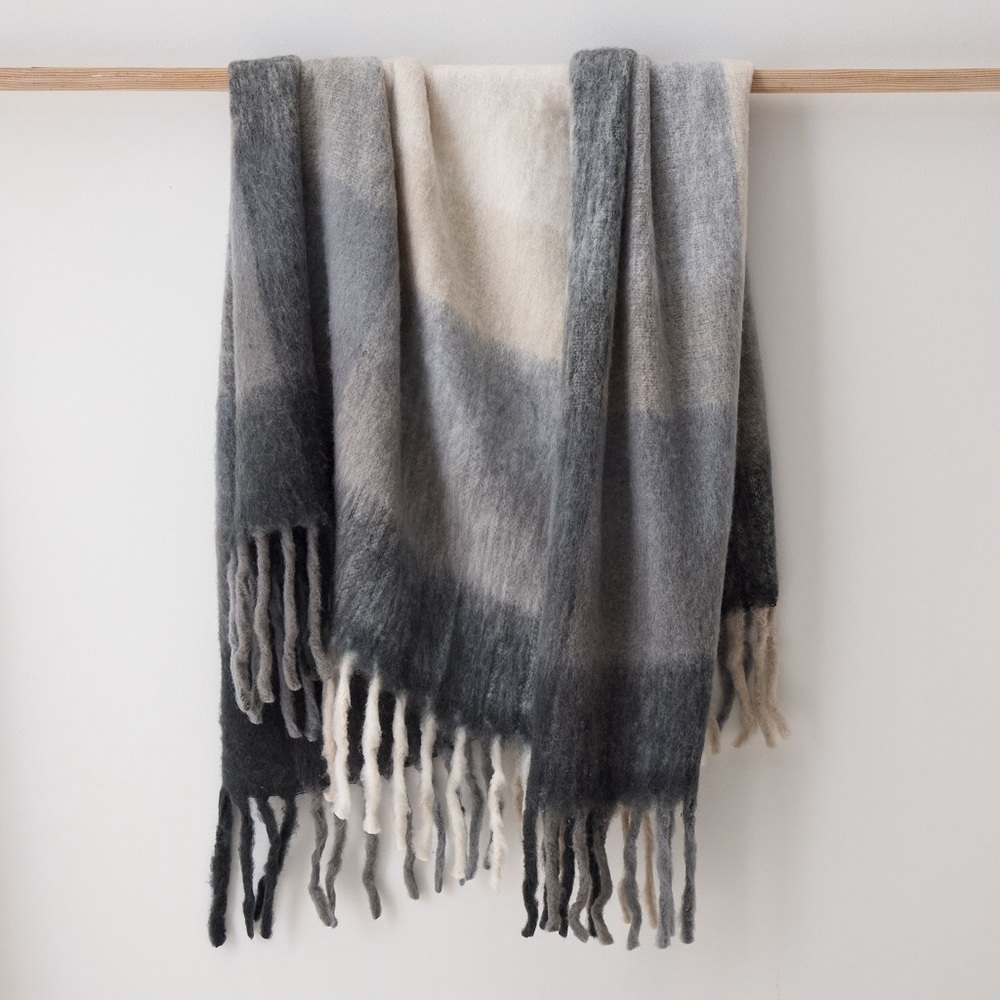 NWT West Elm Elegant Gray Ombre Throw Blanket